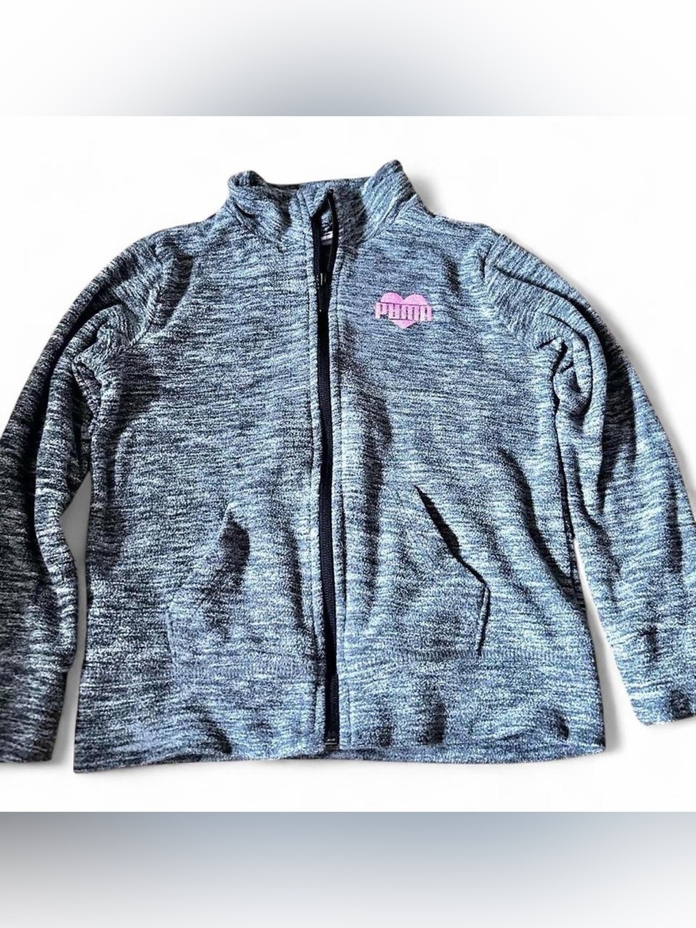 Puma Grey and pink zip up sweater jacket for girls size 5